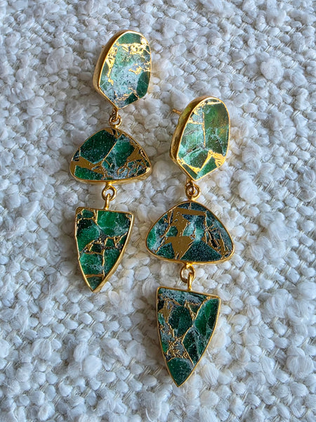 Gemajesty Mojave Emerald Green Collar Drop Gold Earring