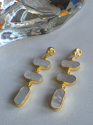 Gemajesty Mother of Pearl Drop Gold Earring