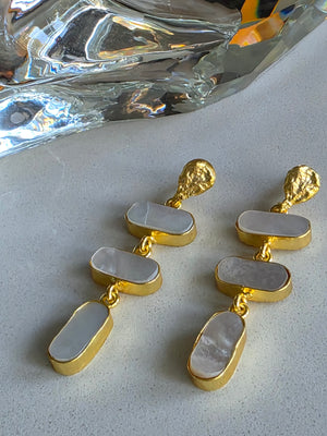 Gemajesty Mother of Pearl Drop Gold Earring