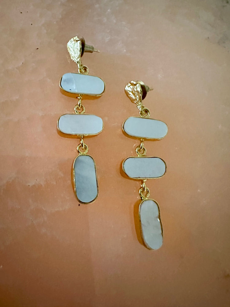 Gemajesty Mother of Pearl Drop Gold Earring