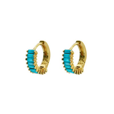 Gammie Gold Turquoise Huggie Earring