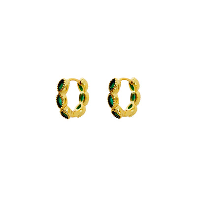 Gammie Gold Green CZ Huggie Earring