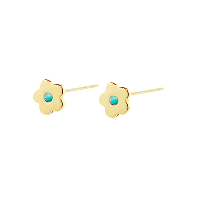 Gammie Gold Blue Turquoise Stud Flower Earring