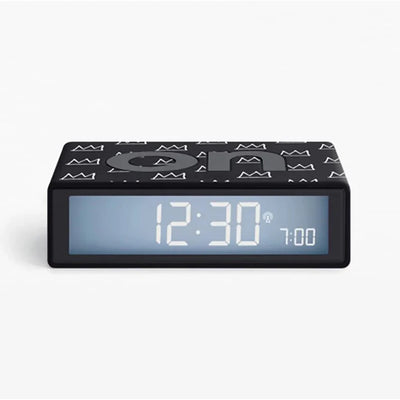 Lexon Flip Reversible LCD Alarm Clock by Jean-Michel Basquiat Crown Black