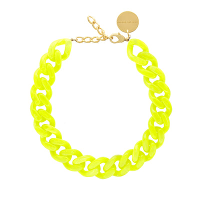 Vanessa Baroni Flat Chain Neon Yellow Necklace