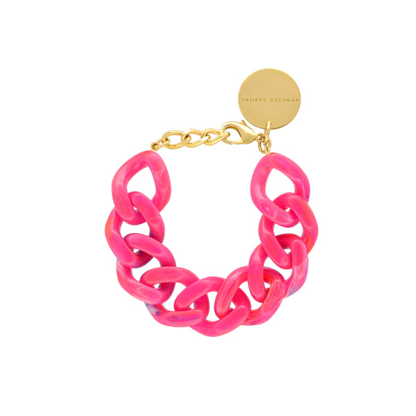 Vanessa Baroni Flat Chain Fuchsia Marble Bracelet