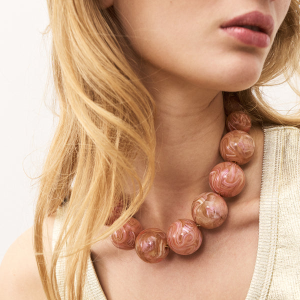 Vanessa Baroni Beads Peach Marble Necklace