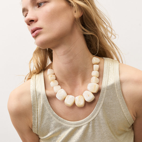 Vanessa Baroni Organic Shaped Pearl Marble Necklace