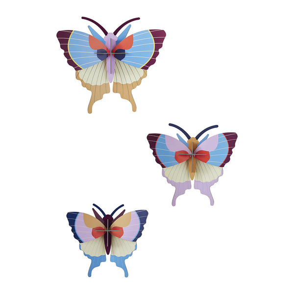 Studio Roof Paper Wall Art Set of 3 Plum Fringe Butterfly