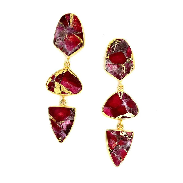 Gemajesty Mojave Ruby Red Collar Drop Gold Earring