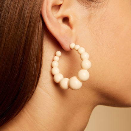 Gas Bijoux Creole Andy Gold Ivory Earrings