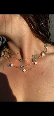 Gammie Italian Clover Abalone Shell Gold Chain Necklace