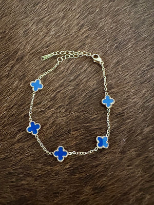 Gammie Italian Dark Blue Clover Gold Bracelet