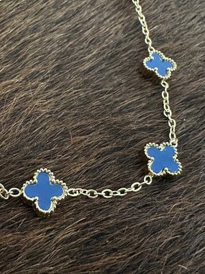 Gammie Italian Dark Blue Clover Gold Bracelet