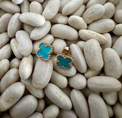 Gammie Italian Clover Light Blue Gold Stud Earring