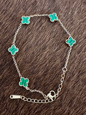 Gammie Italian Malachite Clover Gold Bracelet