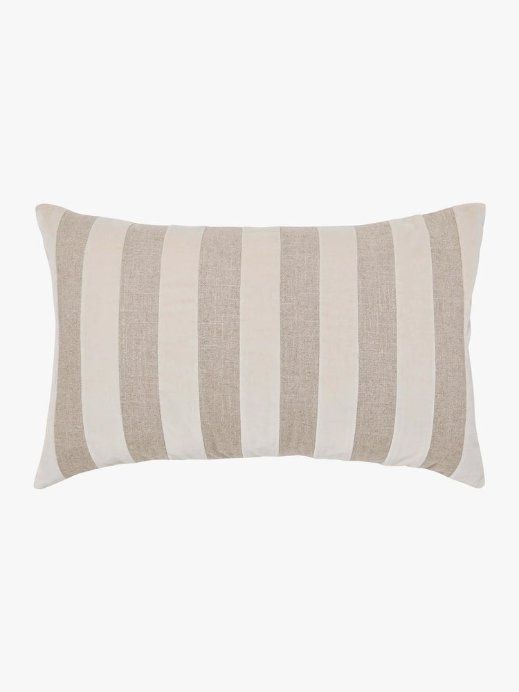 L&M Home Etro Luxury Velvet and Linen Stripe Cushion Almond