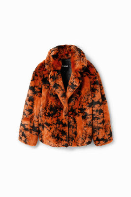 Desigual Orange Short Faux Fur-effect Jacket