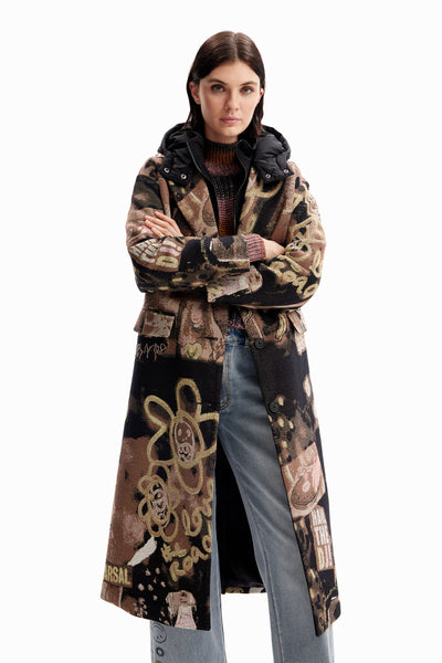 Desigual Detachable Jacquard Coat