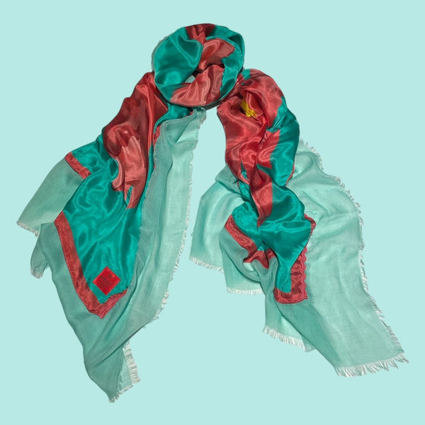 Erfurt Scarf Sea Green Silk Printed Scarf