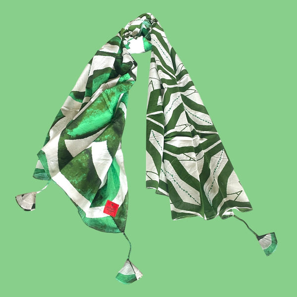 Erfurt Scarf Green White Cotton Printed Scarf