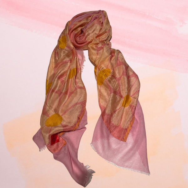 Erfurt Scarf Pink on Pink Silk Printed Scarf