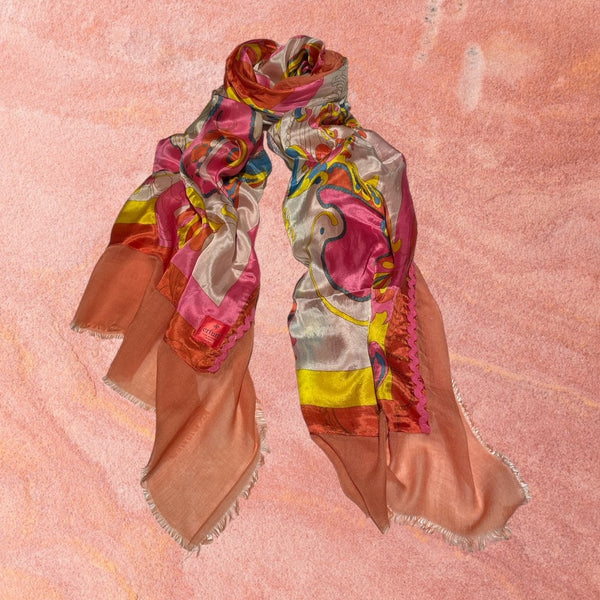 Erfurt Scarf Pink Orange Silk Printed Scarf