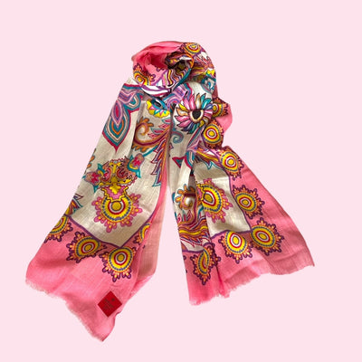 Erfurt Scarf Pink Floral Linen Scarf