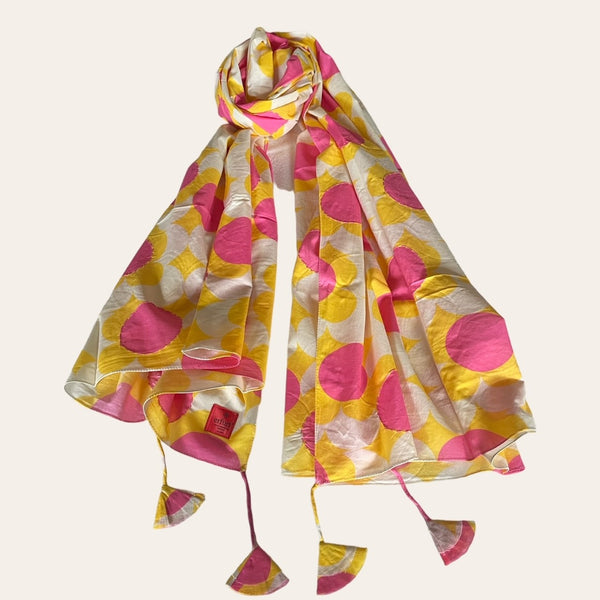 Erfurt Scarf Pink Yellow  Cotton Printed Scarf