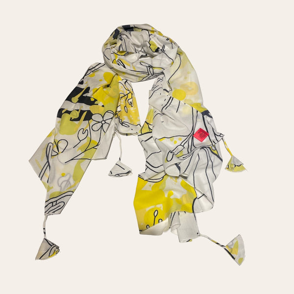 Erfurt Scarf Yellow Black Cotton Printed Scarf