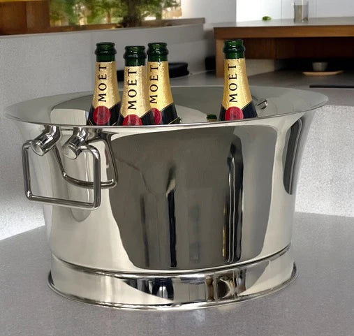 Flair Champagne Bucket Large Silver Modern with Handles