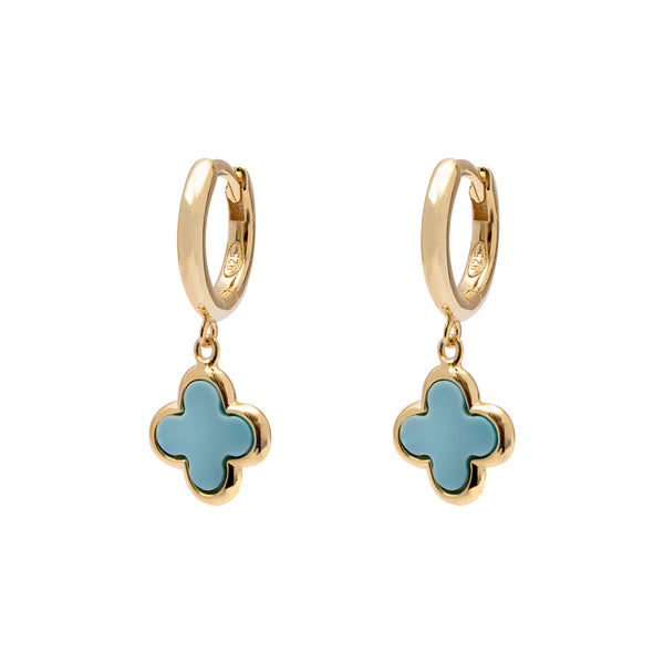 Gammie Clover Turquoise Gold Hoop Earring