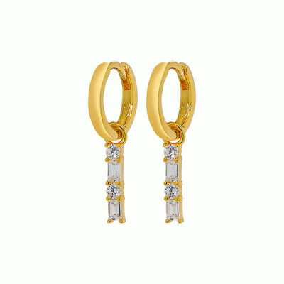 Gammie Gold CZ Drop Huggy Earring