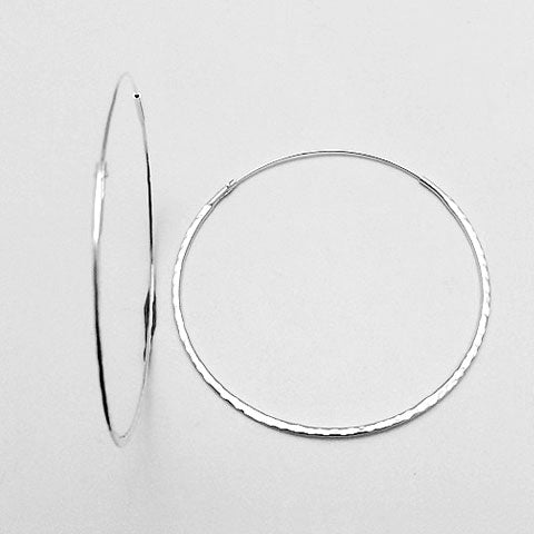 Gammie Hammered Sterling Silver Fine Hoop Earring