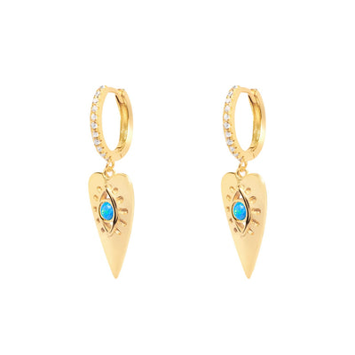 Gammie Heart Gold and Opalite Blue Huggy Earring