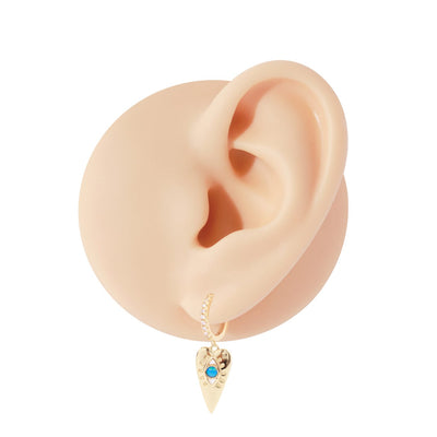 Gammie Heart Gold and Opalite Blue Huggy Earring