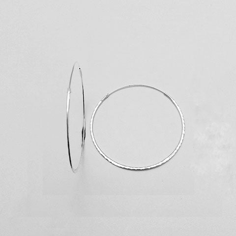 Gammie Hammered Sterling Silver Fine Hoop Earring