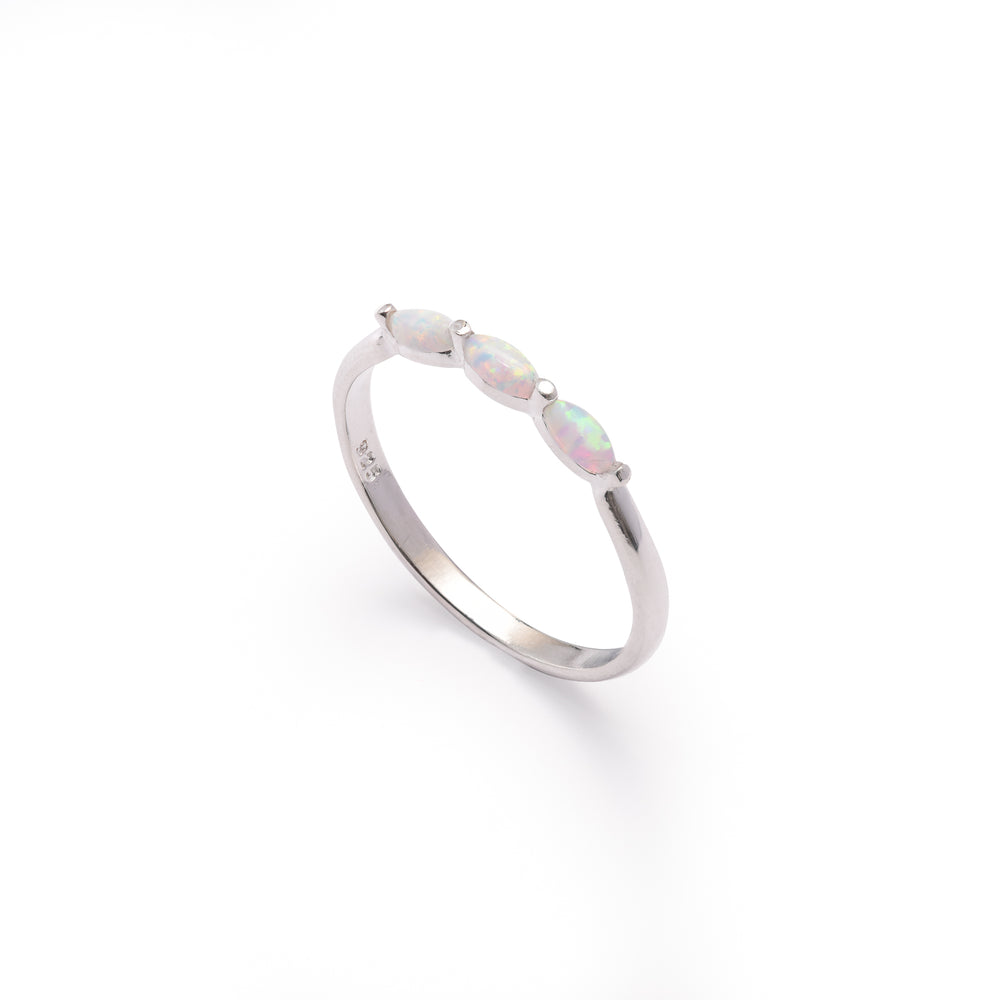 Gammie Silver White Trio Opalite Ring