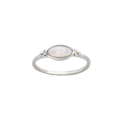 Gammie Silver Oval White Opalite Ring