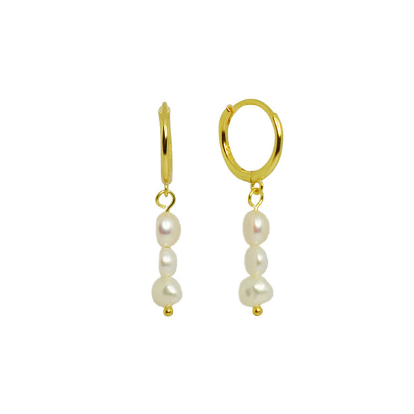 Gammie Pearl 3 Drop Huggy Earring