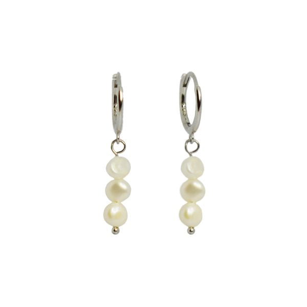 Gammie Pearl 3 Drop Huggy Earring