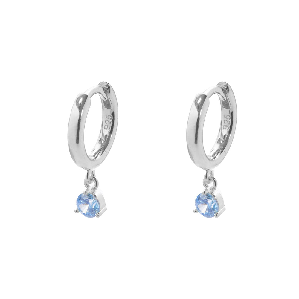 Gammie Silver Blue CZ  Huggy Earring