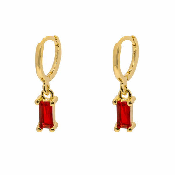 Gammie Gold Mini Huggie Red CZ Earring