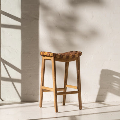 Inartisan Ellery Leather Timber Bar Stool