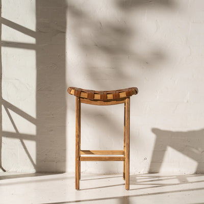 Inartisan Ellery Leather Timber Bar Stool