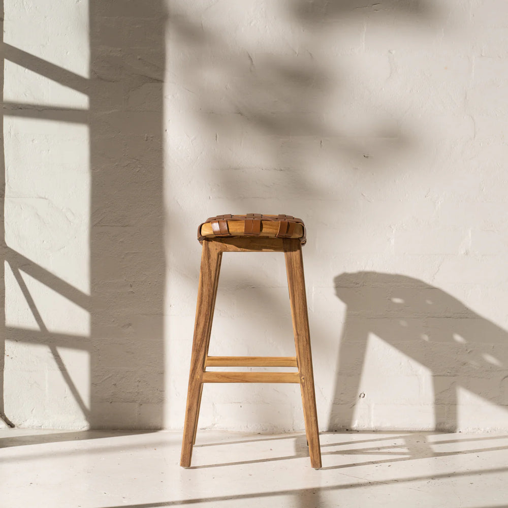 Inartisan Ellery Leather Timber Bar Stool