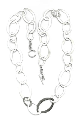 Iron Clay Link 90cm Necklace, Sterling silver