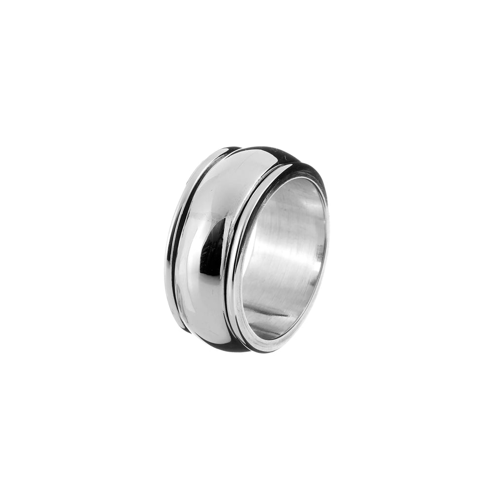 Iron Clay Spinner Ring Sterling Silver