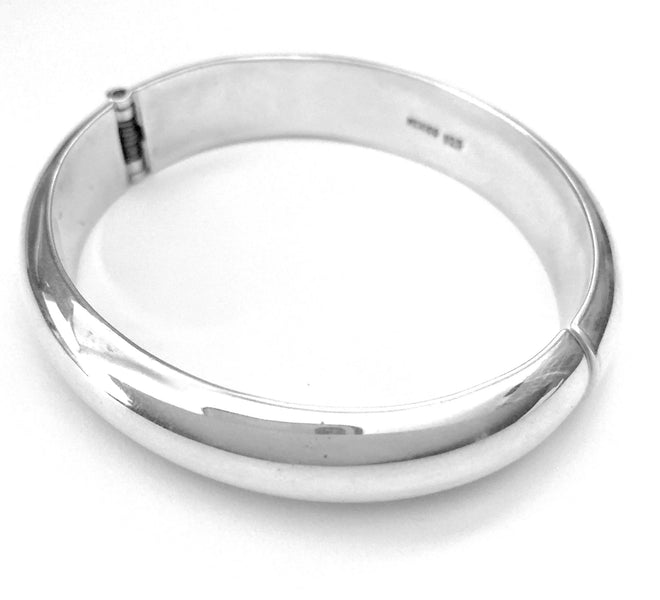 Iron Clay Bangle Silver Hinged Bangle