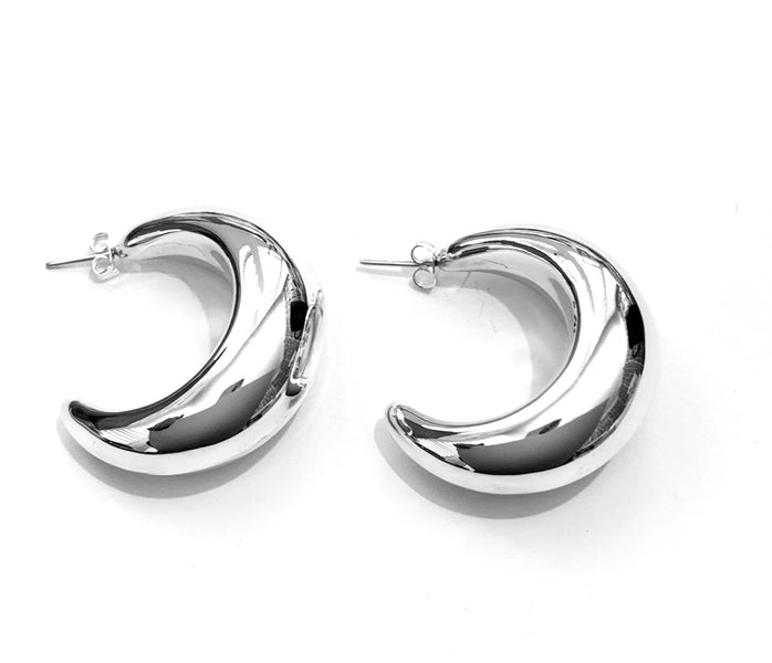 Iron Clay Thick Hoop Sterling Silver Earring